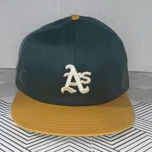 Vintage 90s Oakland A’s MLB Baseball Medium‎ Cap Hat Green Gold SnapBack Trucker